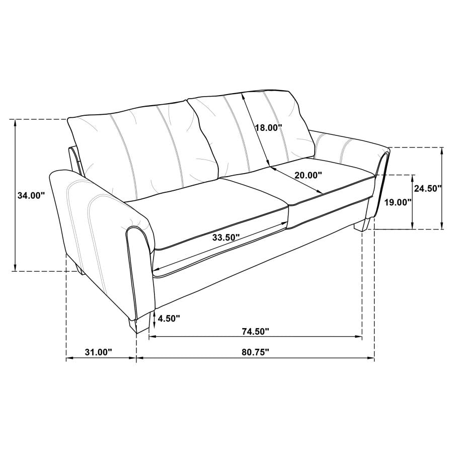 Davis Grey Upholstered Rolled Arm Sofa – 509634 Coaster Furniture