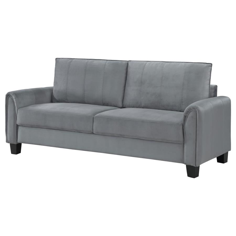 Davis Grey Upholstered Rolled Arm Sofa – 509634 Coaster Furniture