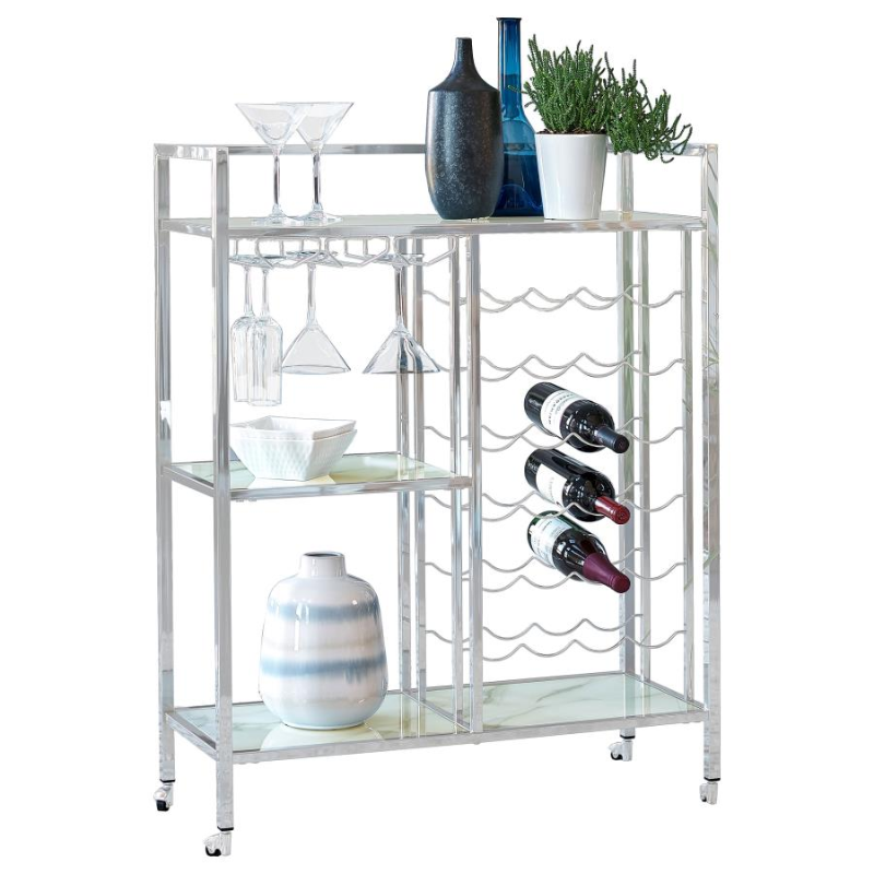 Derion 3-Tier Rectangular Glass Shelf Bar Cart – 181370