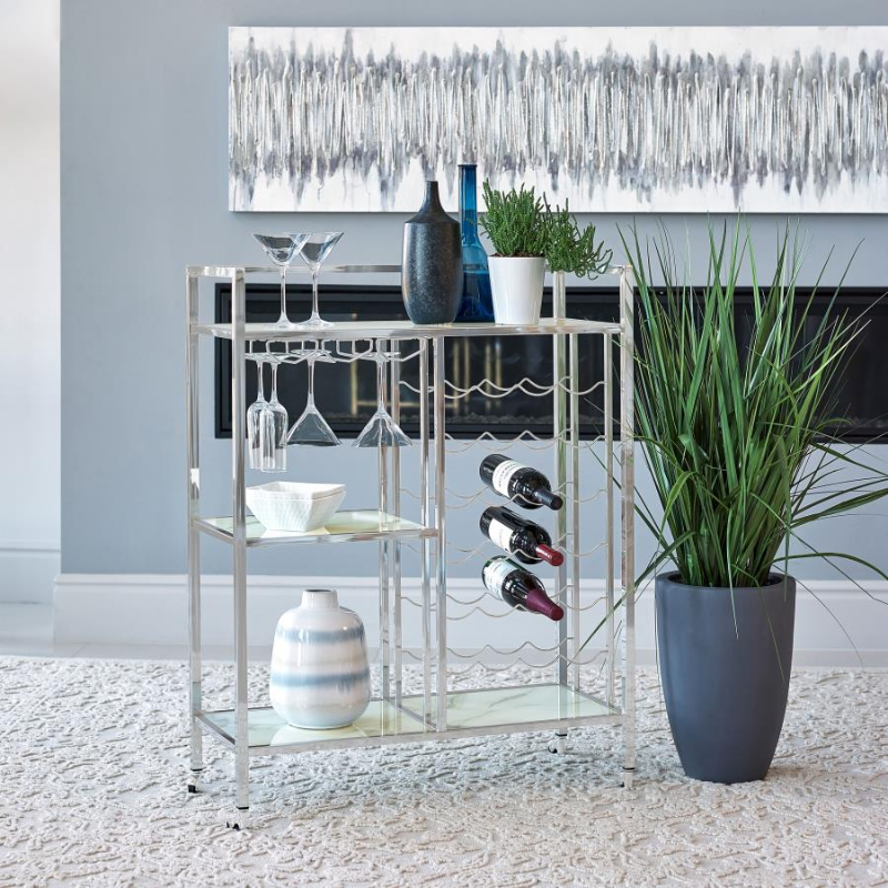 Derion 3-Tier Rectangular Glass Shelf Bar Cart – 181370