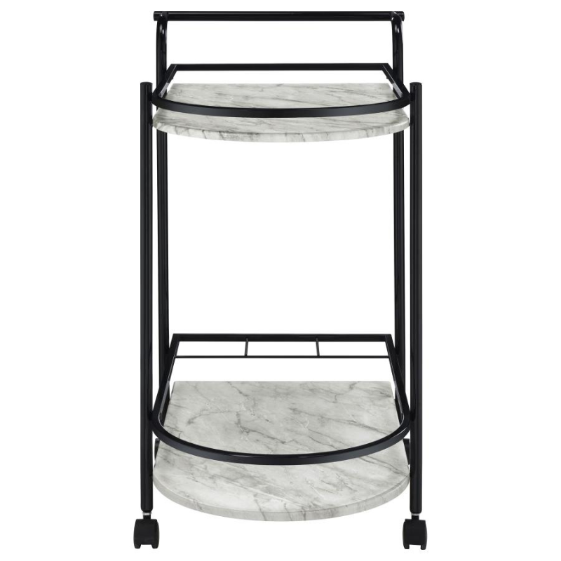 Desiree 2-Tier Faux Marble Shelf Metal Bar Cart Black - 181376