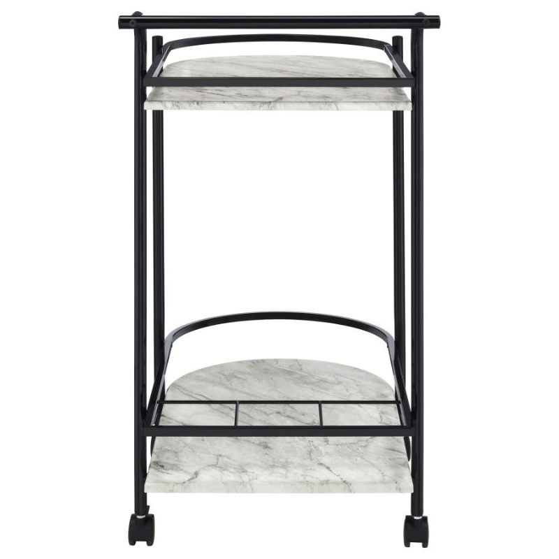 Desiree 2-Tier Faux Marble Shelf Metal Bar Cart Black - 181376