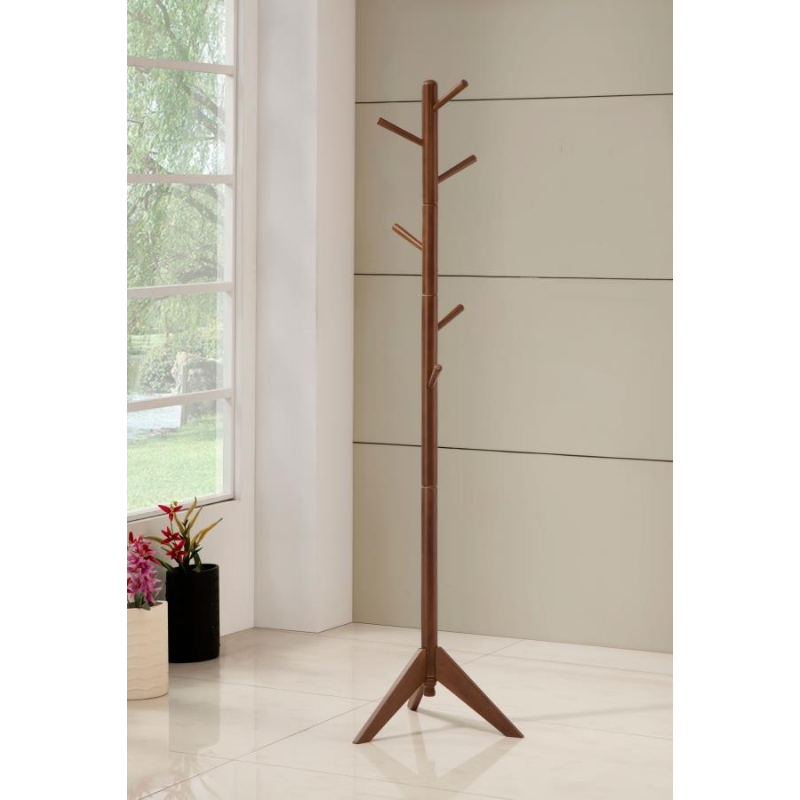 Devlin Collection 6-Hook Freestanding Wood Coat Rack Walnut - 900633