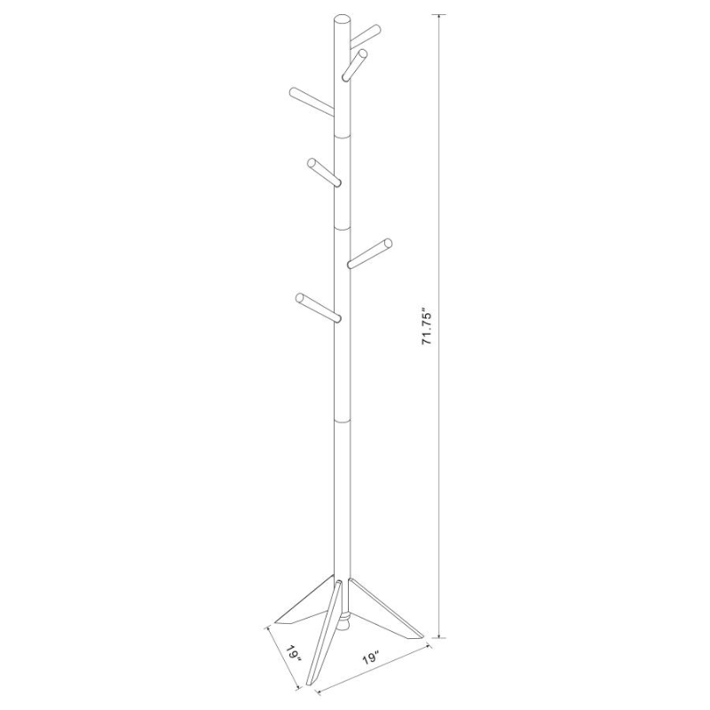 Devlin Collection 6-Hook Freestanding Wood Coat Rack Walnut - 900633