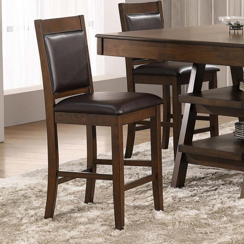 Dewey Upholstered Counter Stool Walnut Brown Faux Leather – 115209