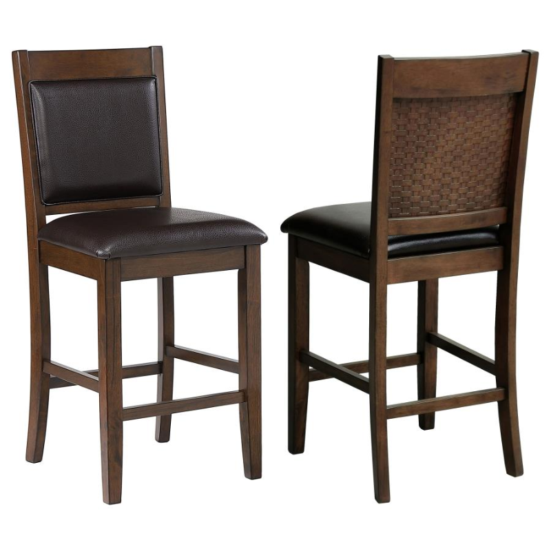 Dewey Upholstered Counter Stool Walnut Brown Faux Leather – 115209