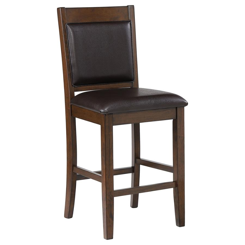 Dewey Upholstered Counter Stool Walnut Brown Faux Leather – 115209