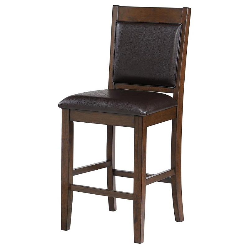 Dewey Upholstered Counter Stool Walnut Brown Faux Leather – 115209