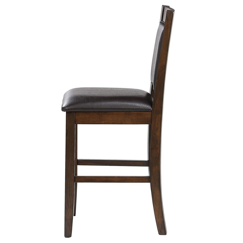 Dewey Upholstered Counter Stool Walnut Brown Faux Leather – 115209