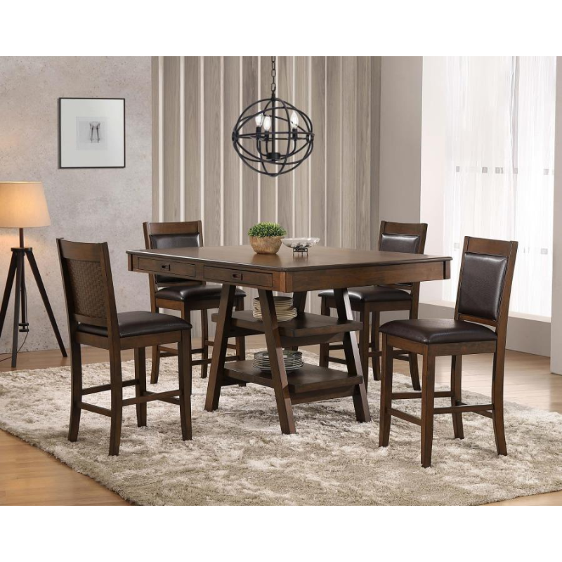 Dewey Upholstered Counter Stool Walnut Brown Faux Leather – 115209
