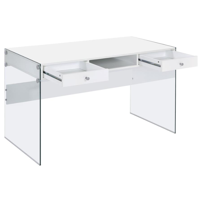 Dobrev 48-inch 2-Drawer Writing Desk White High Gloss – 800829