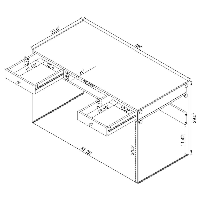 Dobrev 48-inch 2-Drawer Writing Desk White High Gloss – 800829