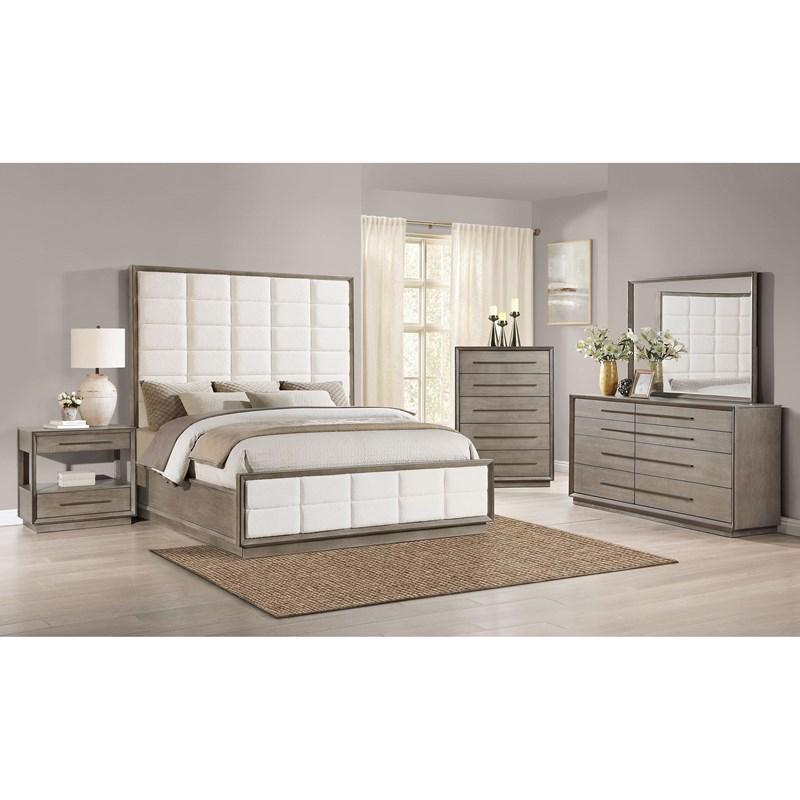 Durango Modern Cream Upholstered Bedroom Set -  Taupe Oak Finish 223271Q