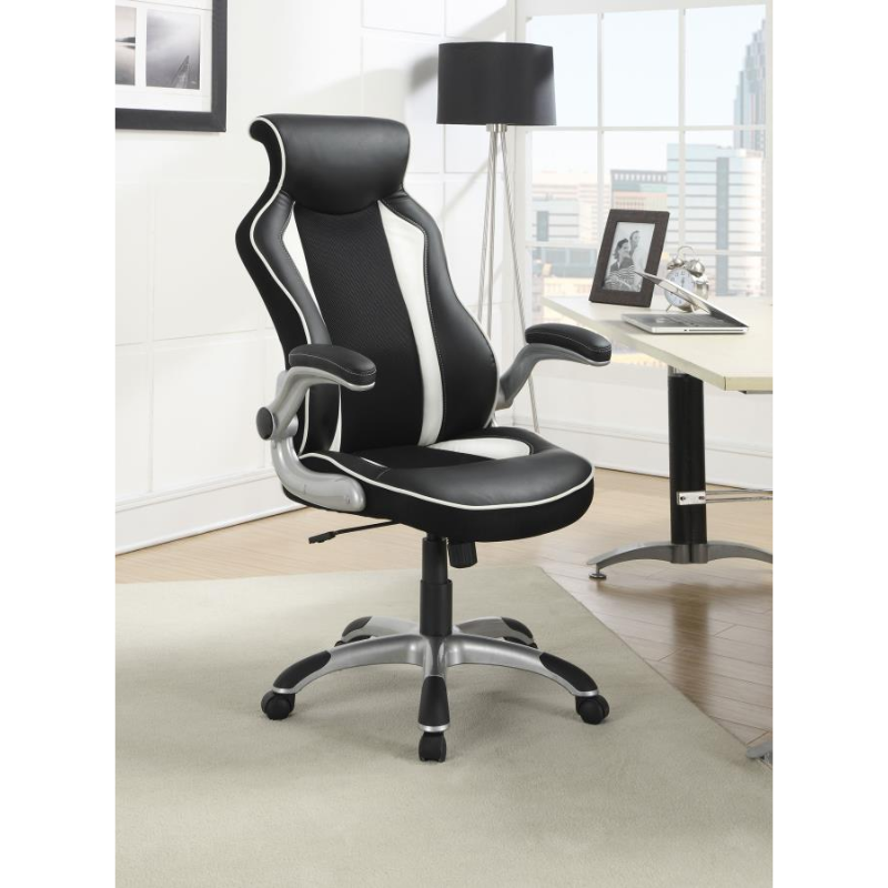 Dustin Upholstered Adjustable Home Office Desk Chair Black & White – 800048