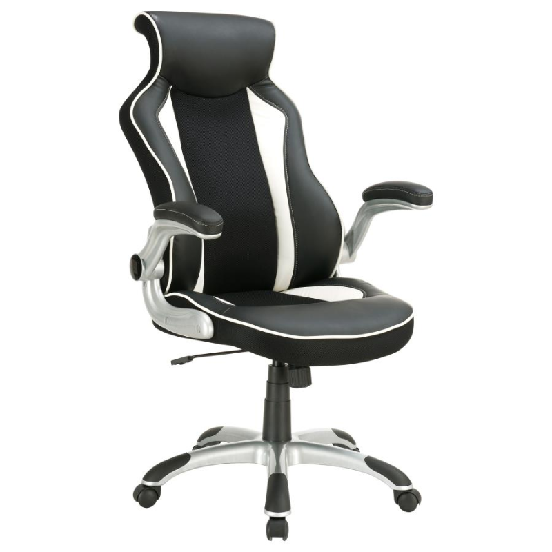Dustin Upholstered Adjustable Home Office Desk Chair Black & White – 800048