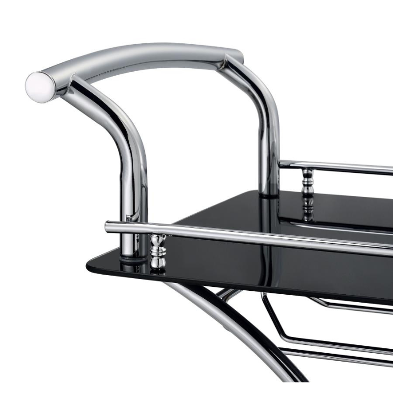 Elfman 2-Tier Glass Shelf Bar Cart – Black/Chrome 910001