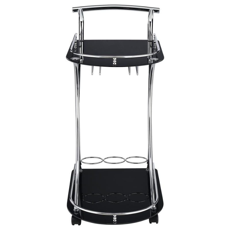 Elfman 2-Tier Glass Shelf Bar Cart – Black/Chrome 910001