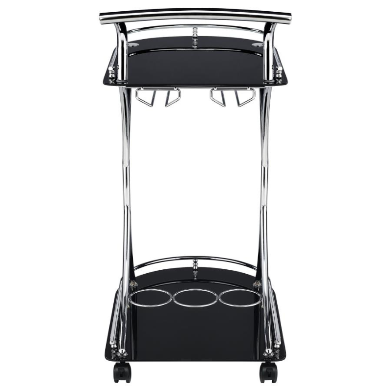 Elfman 2-Tier Glass Shelf Bar Cart – Black/Chrome 910001