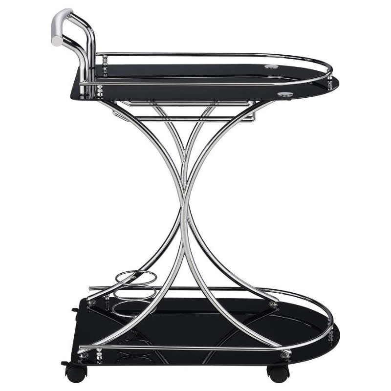 Elfman 2-Tier Glass Shelf Bar Cart – Black/Chrome 910001