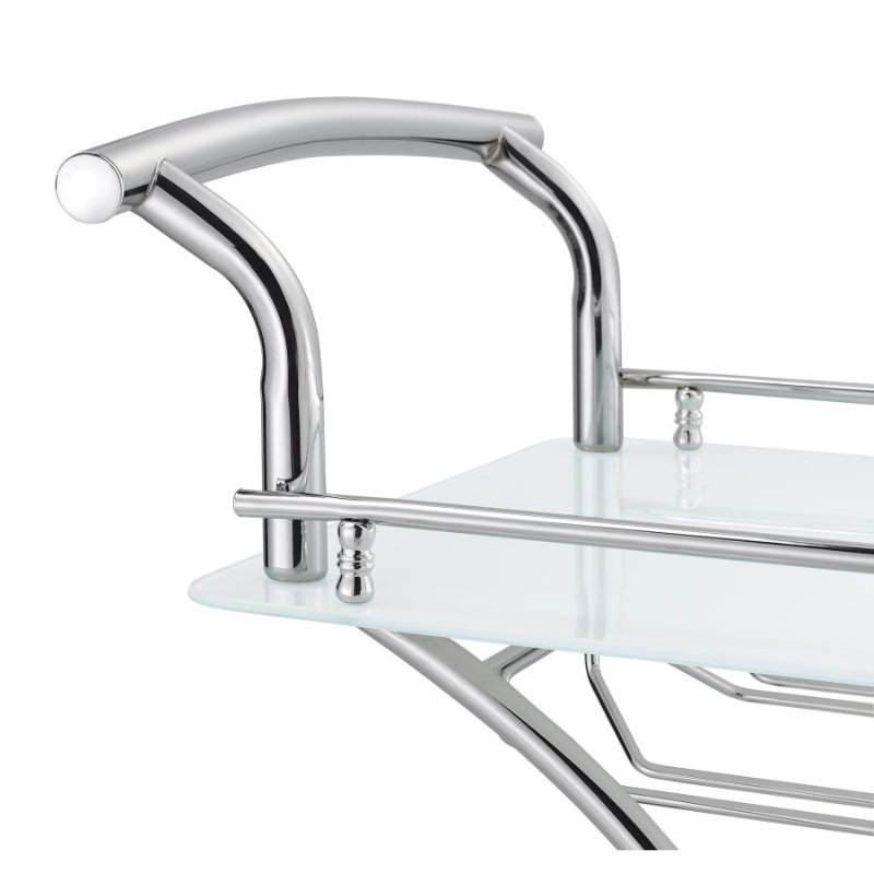 Elfman 2-Tier Glass Shelf Bar Cart – White/ Chrome 910002
