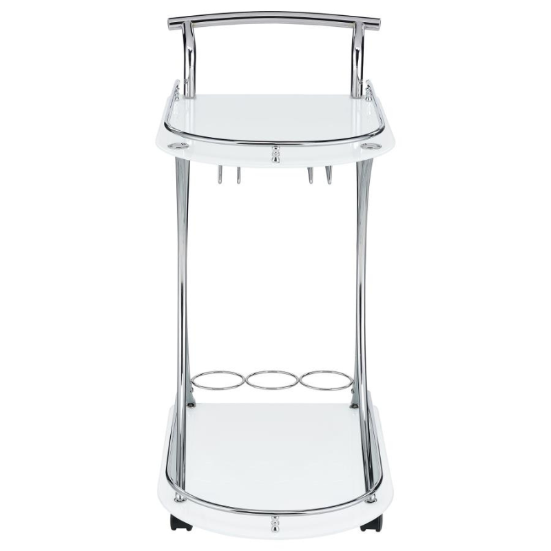 Elfman 2-Tier Glass Shelf Bar Cart – White/ Chrome 910002