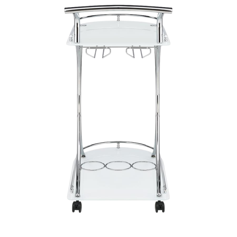Elfman 2-Tier Glass Shelf Bar Cart – White/ Chrome 910002