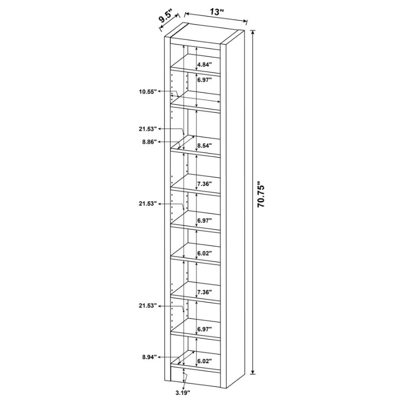 Eliam 71-inch 8-Shelf Bookcase Cappuccino – 800285