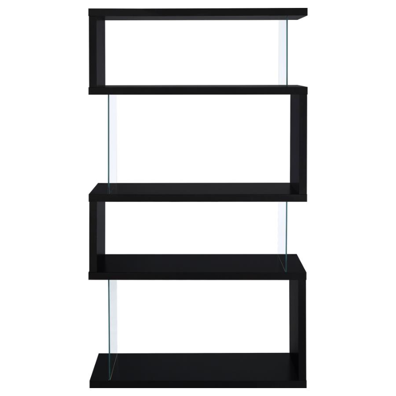 Emelle 63-inch 4-Shelf Glass Panel Bookshelf Black – 800340