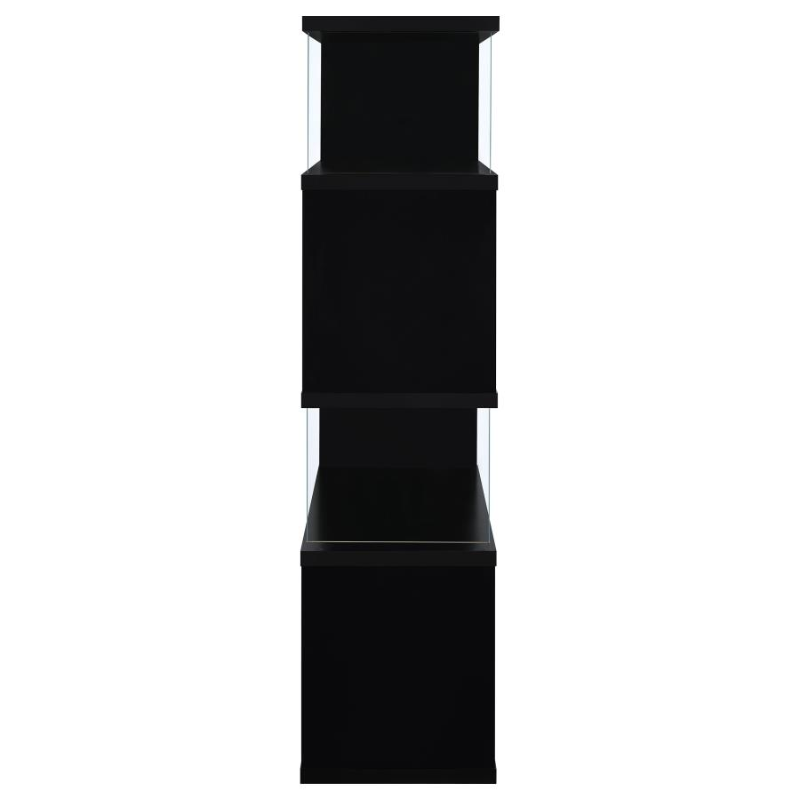 Emelle 63-inch 4-Shelf Glass Panel Bookshelf Black – 800340