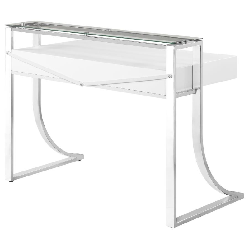 Gemma 48-inch 2-Drawer Writing Desk White High Gloss – 802141
