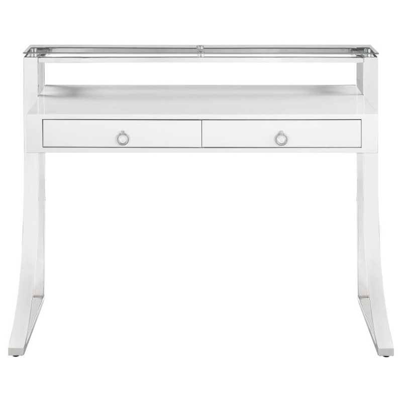 Gemma 48-inch 2-Drawer Writing Desk White High Gloss – 802141