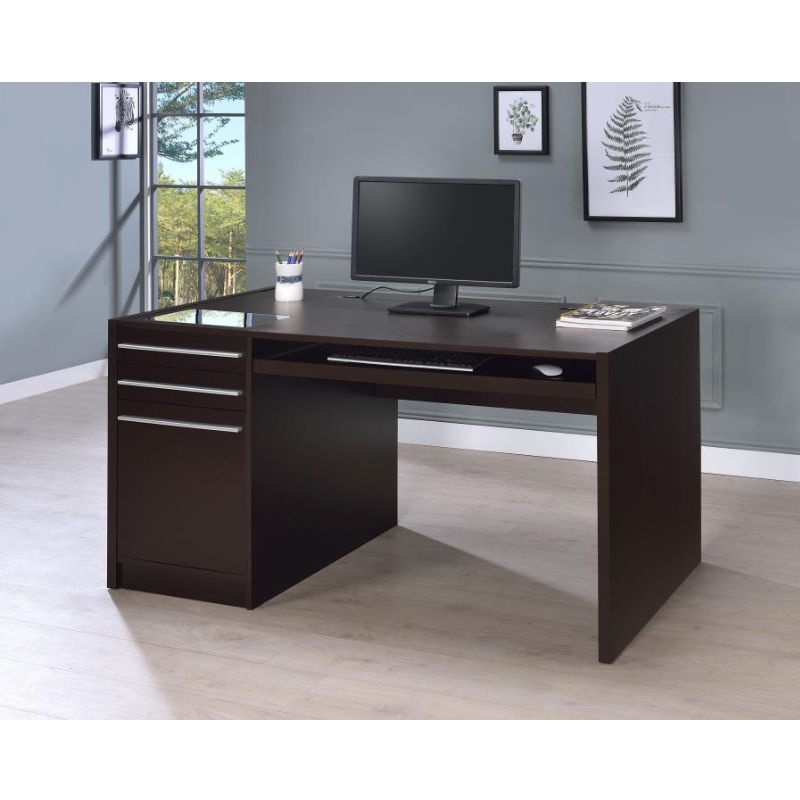 Halston 60-inch 3-drawer Office Computer Desk Cappuccino – 800982