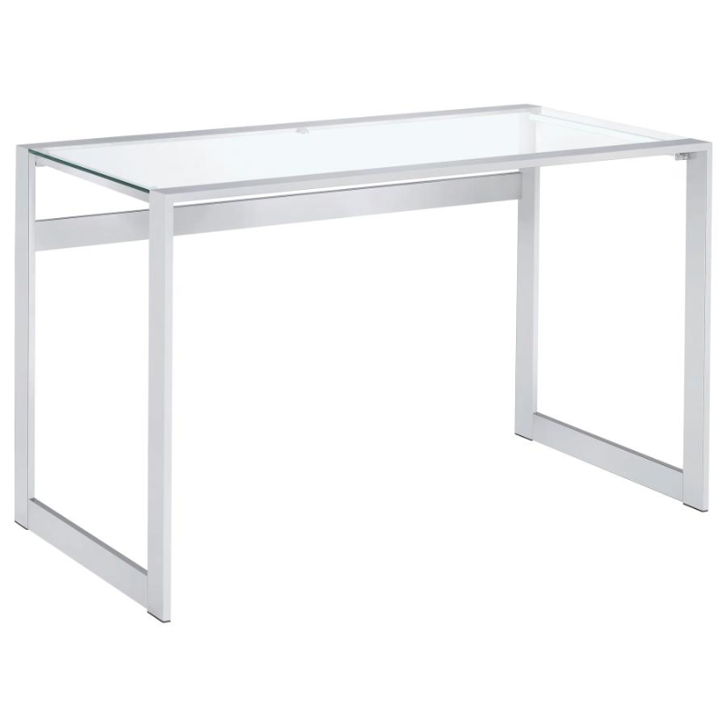Hartford 47-inch Glass Top Writing Desk Chrome – 800746