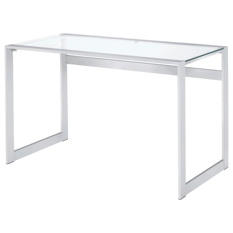 Hartford 47-inch Glass Top Writing Desk Chrome – 800746