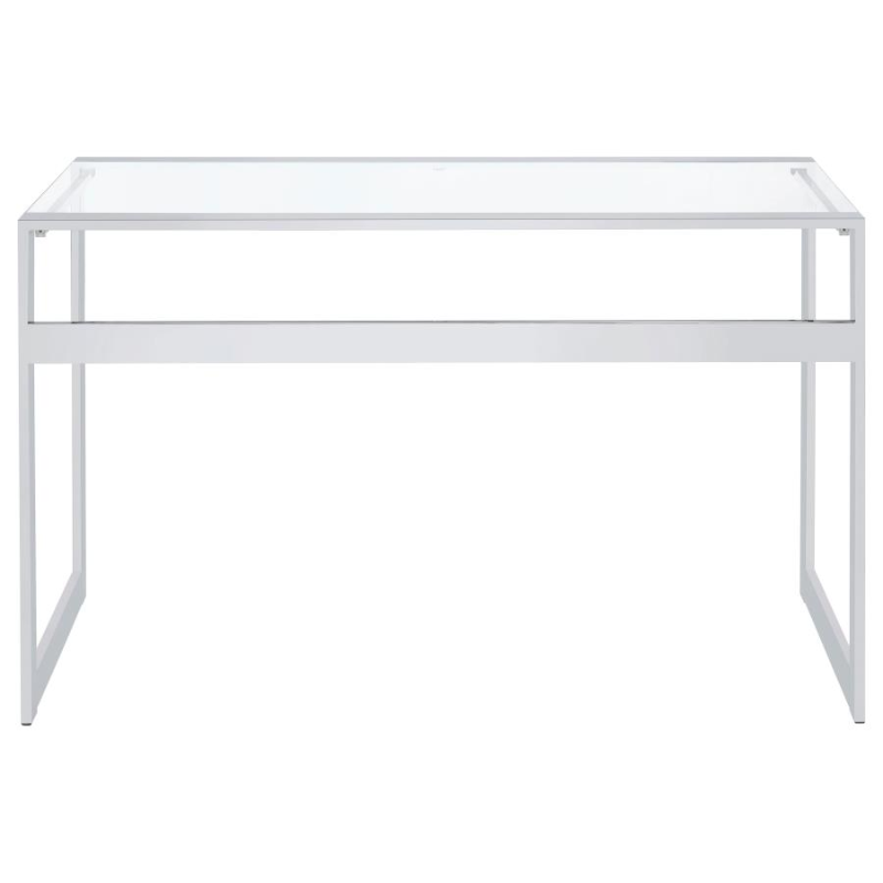 Hartford 47-inch Glass Top Writing Desk Chrome – 800746