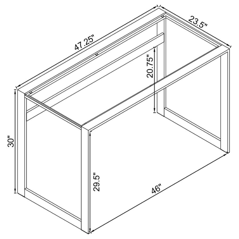 Hartford 47-inch Glass Top Writing Desk Chrome – 800746