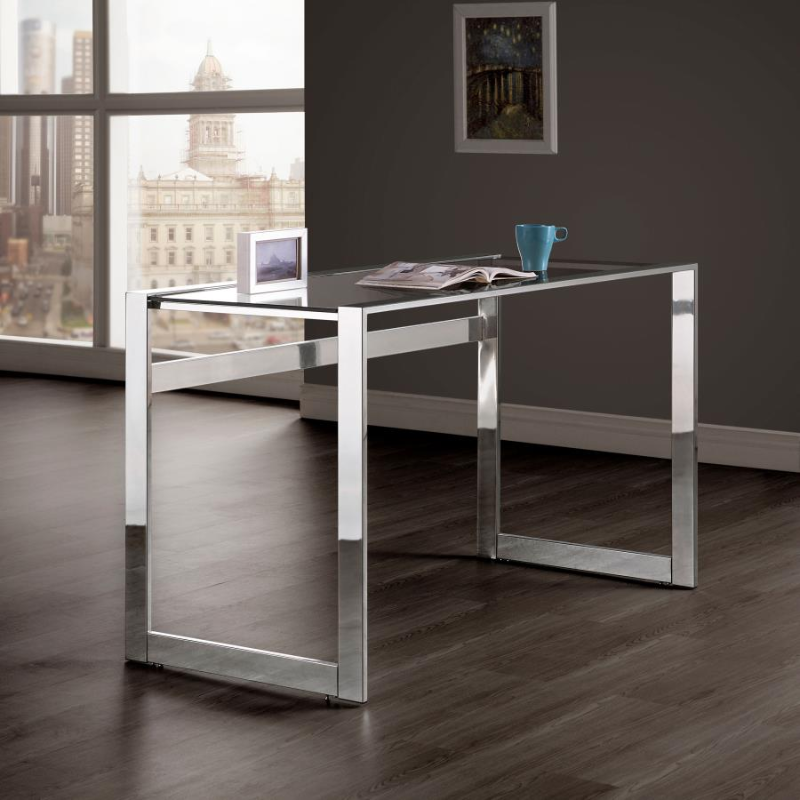 Hartford 47-inch Glass Top Writing Desk Chrome – 800746