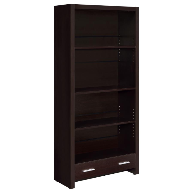 Skylar 71-inch 5-Shelf Bookcase with Drawer Cappuccino – 800905
