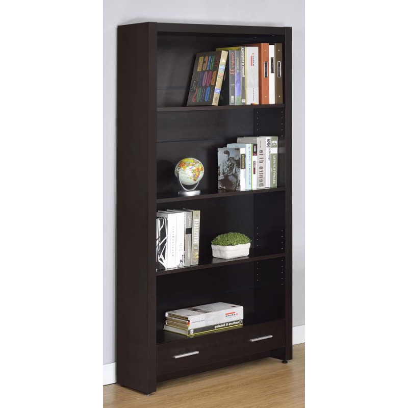 Skylar 71-inch 5-Shelf Bookcase with Drawer Cappuccino – 800905