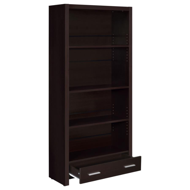 Skylar 71-inch 5-Shelf Bookcase with Drawer Cappuccino – 800905