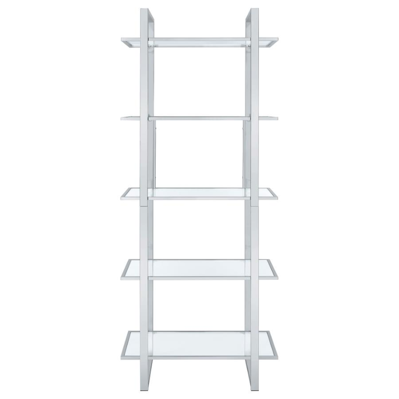 Hartford 79-inch 5-Shelf Glass Bookshelf Chrome – 805538