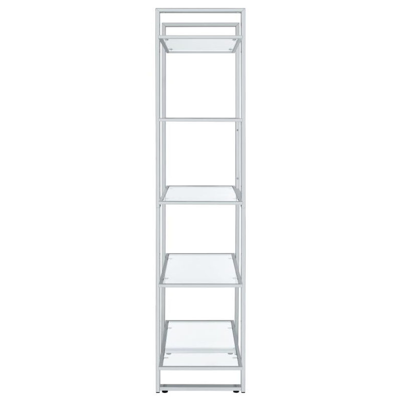 Hartford 79-inch 5-Shelf Glass Bookshelf Chrome – 805538