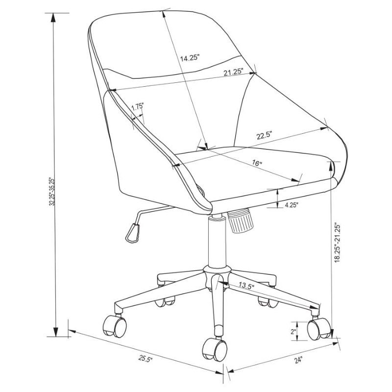 Jackman Upholstered Adjustable Home Office Desk Chair Brown – 801426