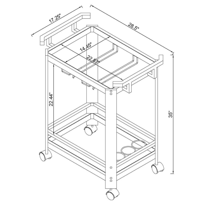 Jefferson 2-Tier Glass Shelf Acrylic Bar Cart – 902589