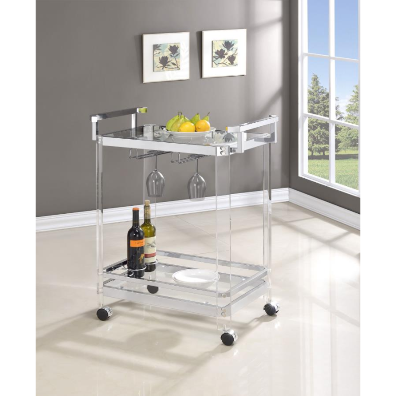 Jefferson 2-Tier Glass Shelf Acrylic Bar Cart – 902589