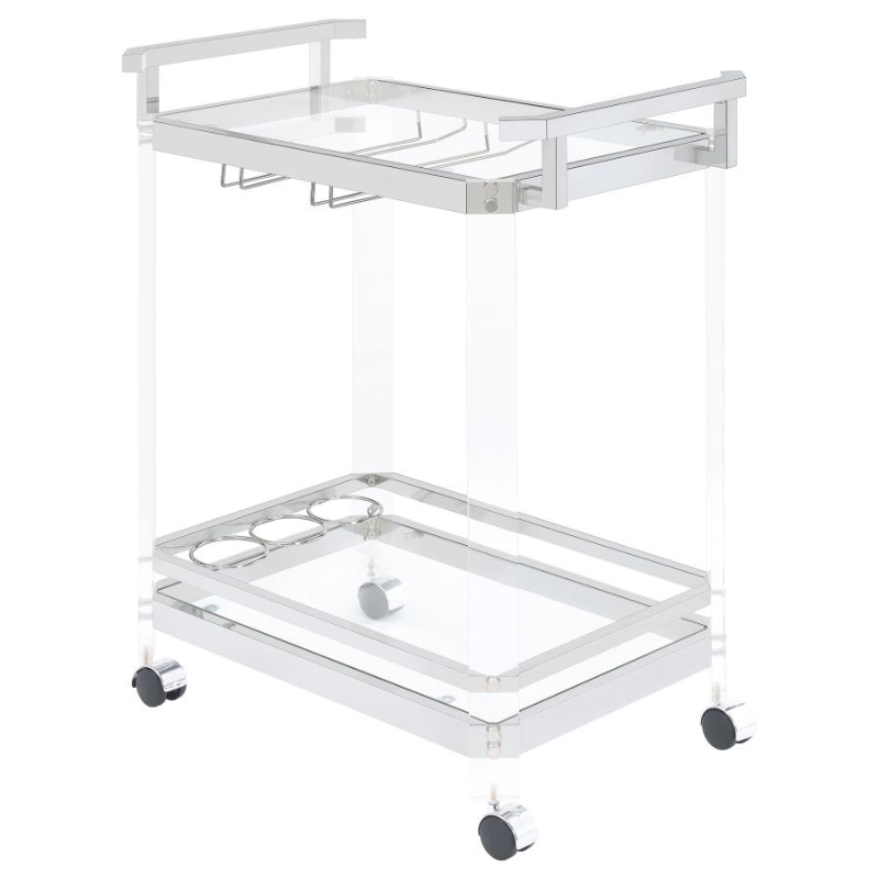 Jefferson 2-Tier Glass Shelf Acrylic Bar Cart – 902589