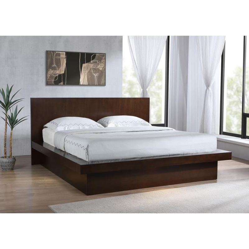 Jessica Cappuccino LED Panel Contemporary Bed Frame - 200711Q