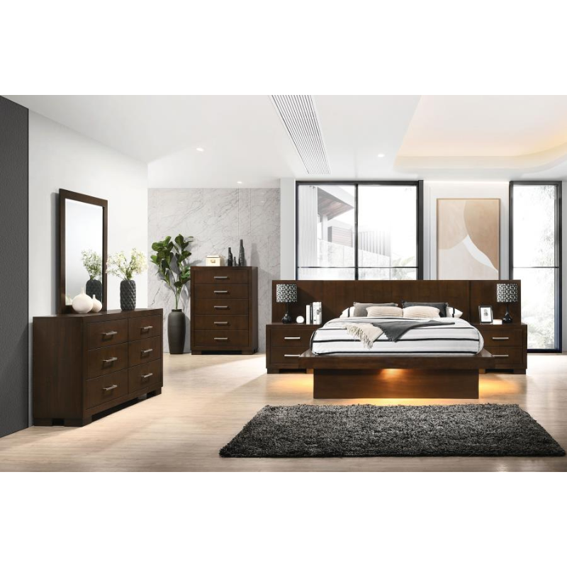 Jessica Cappuccino LED Panel Contemporary Bed Frame - 200711Q