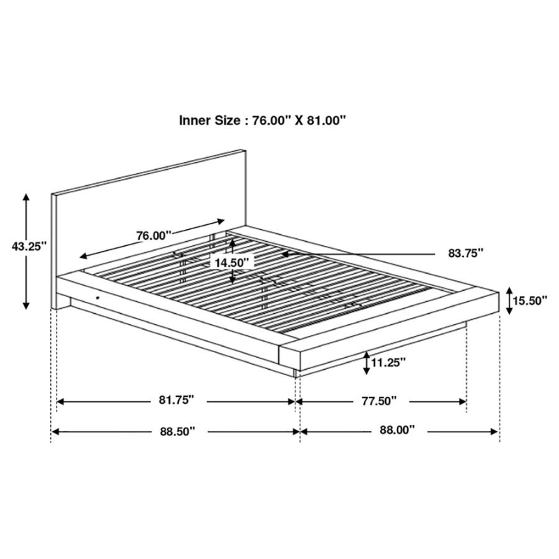 Jessica Cappuccino LED Panel Contemporary Bed Frame - 200711Q
