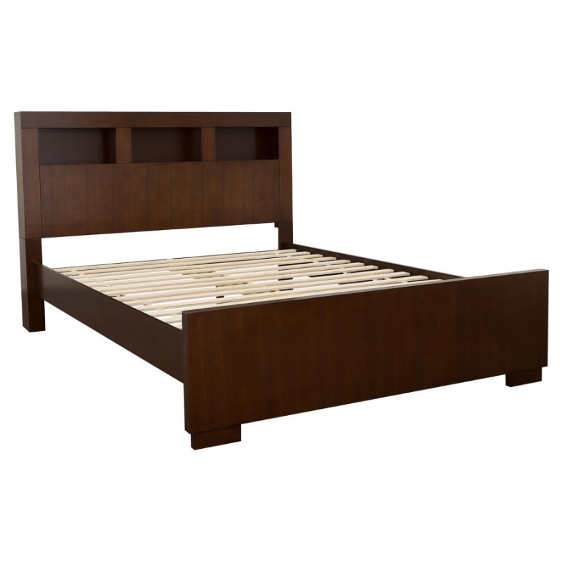 Jessica Cappuccino LED Bookcase Contemporary Bed - 200719Q